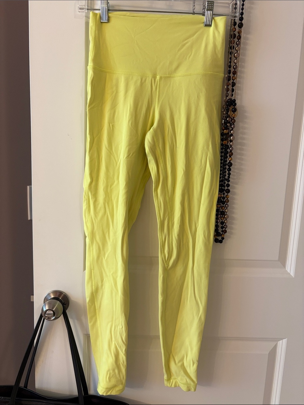 lululemon athletica Pale Yellow Top with Purple Logo